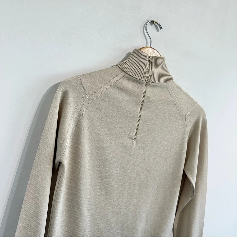 Vintage Givenchy Turtlneck Neutral Tan color lightweight knit zip back